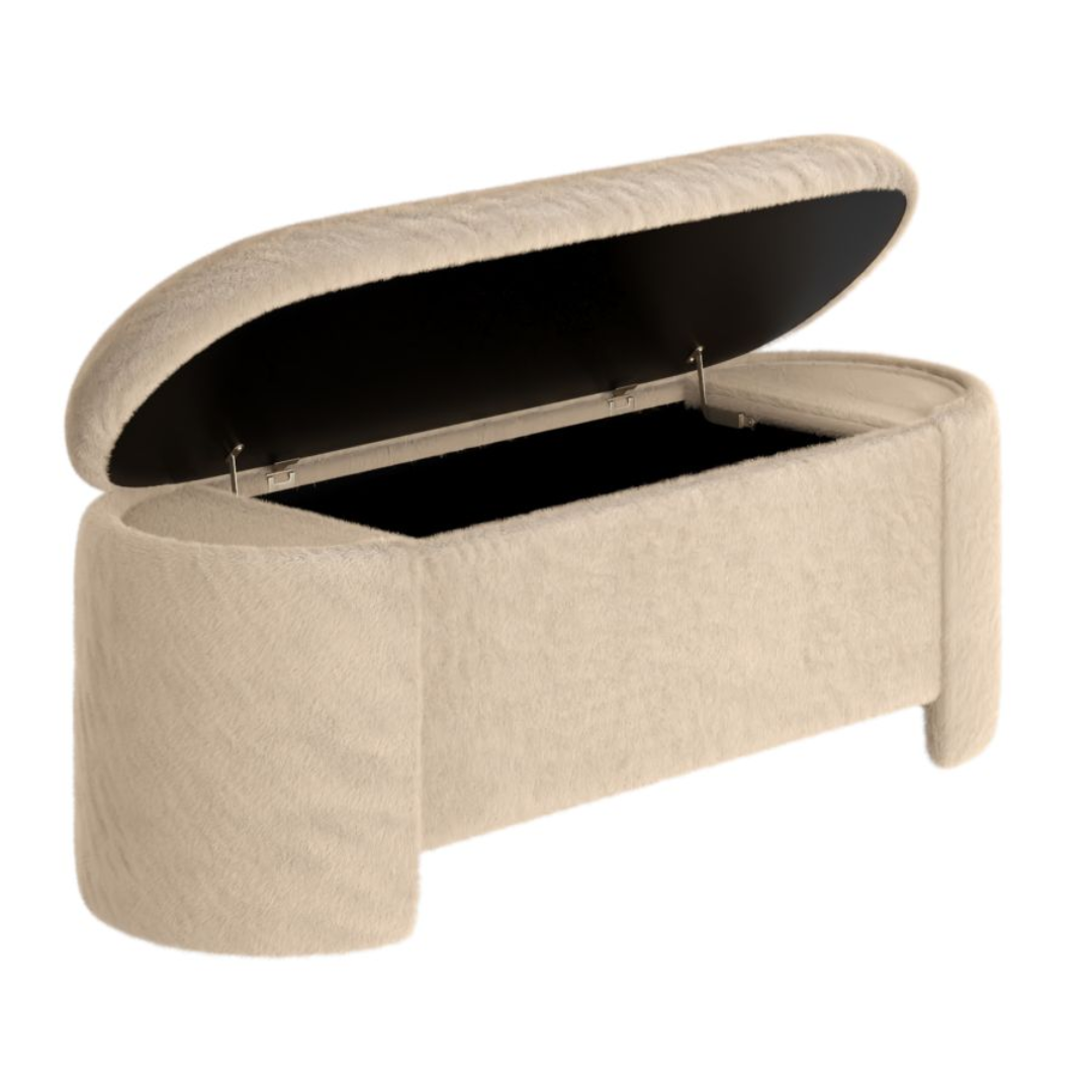 Selene Storage Ottoman in Dark Beige