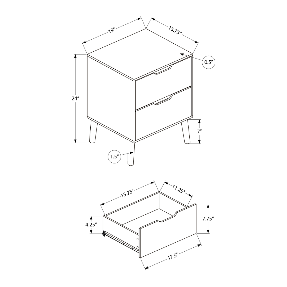 ACCENT TABLE - 24"H / WHITE END TABLE WITH 2 DRAWERS