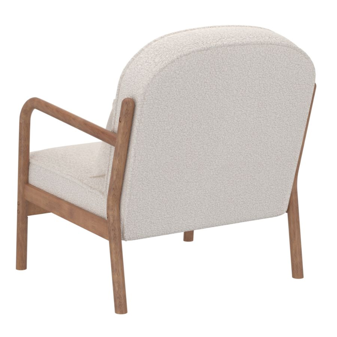 Fani Accent Chair, Fabric in White Boucle and Walnut