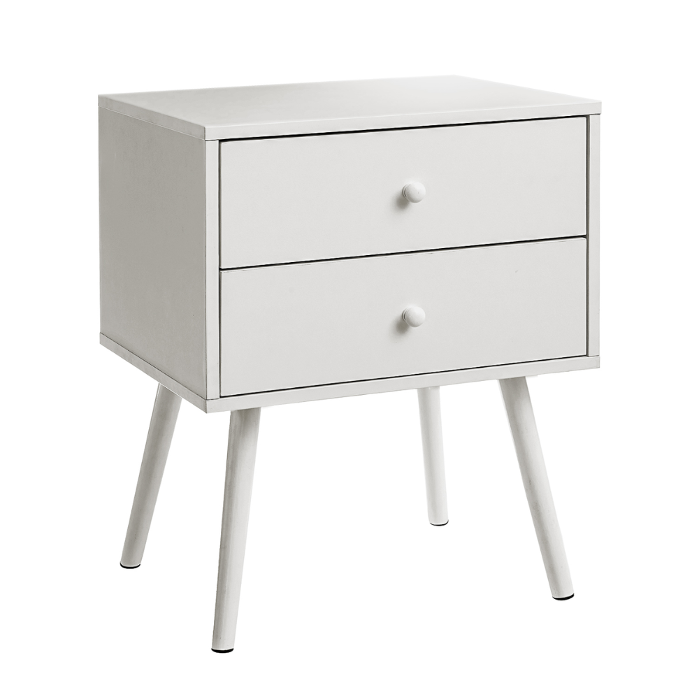 ACCENT TABLE - 24"H / WHITE END TABLE WITH 2 DRAWERS