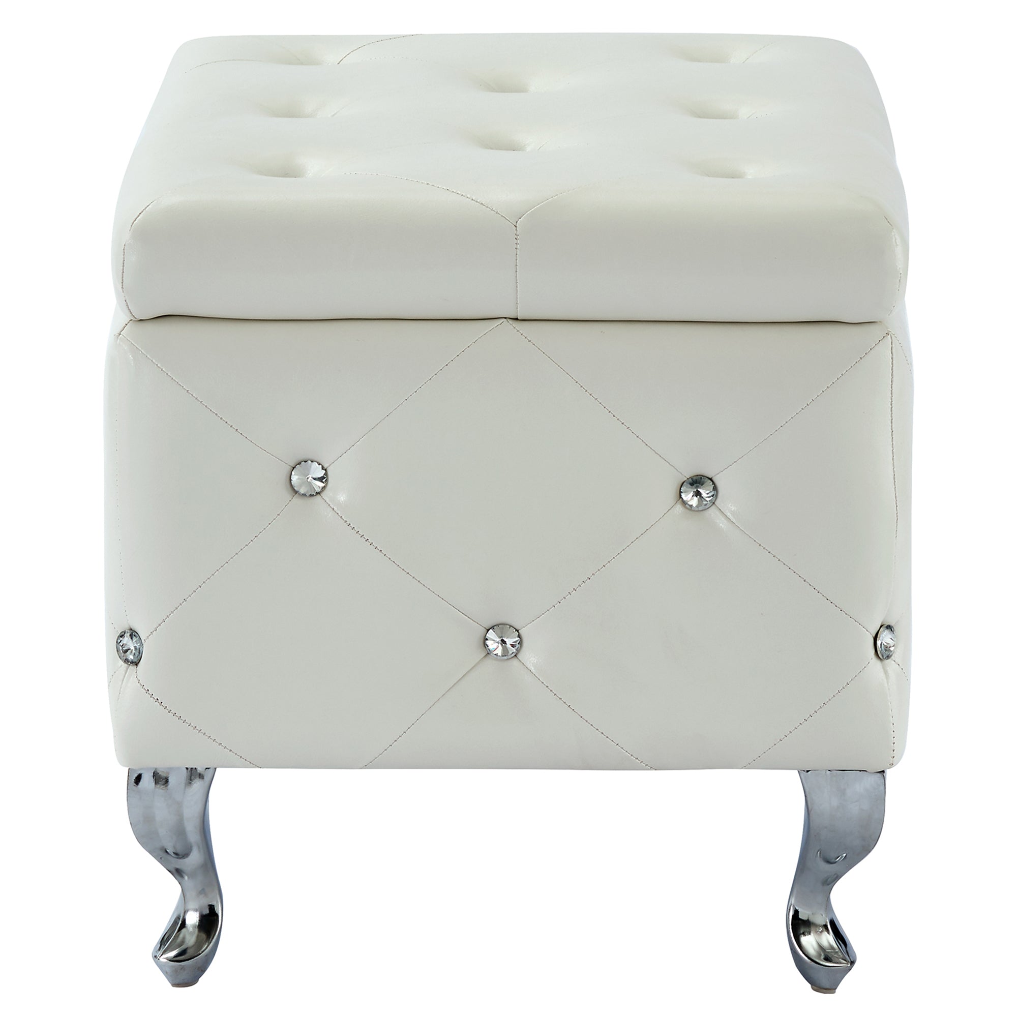 Monique Storage Ottoman Bench-White Pu