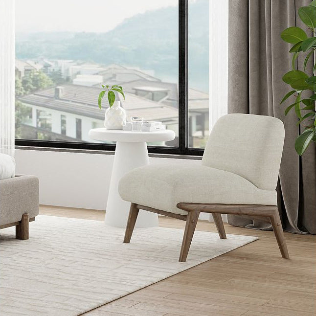 Lisson Accent Chair in Beige and Walnut