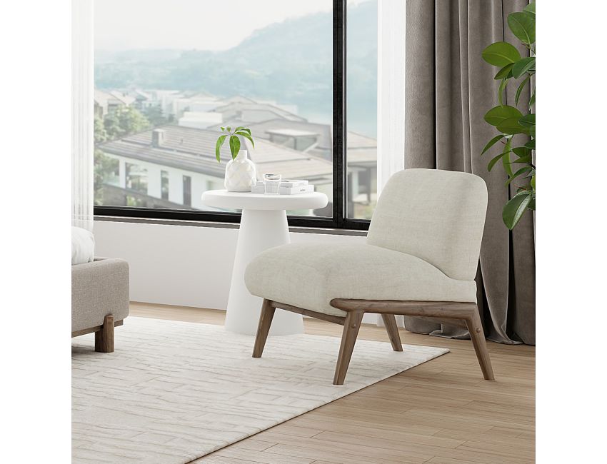 Lisson Accent Chair in Beige and Walnut