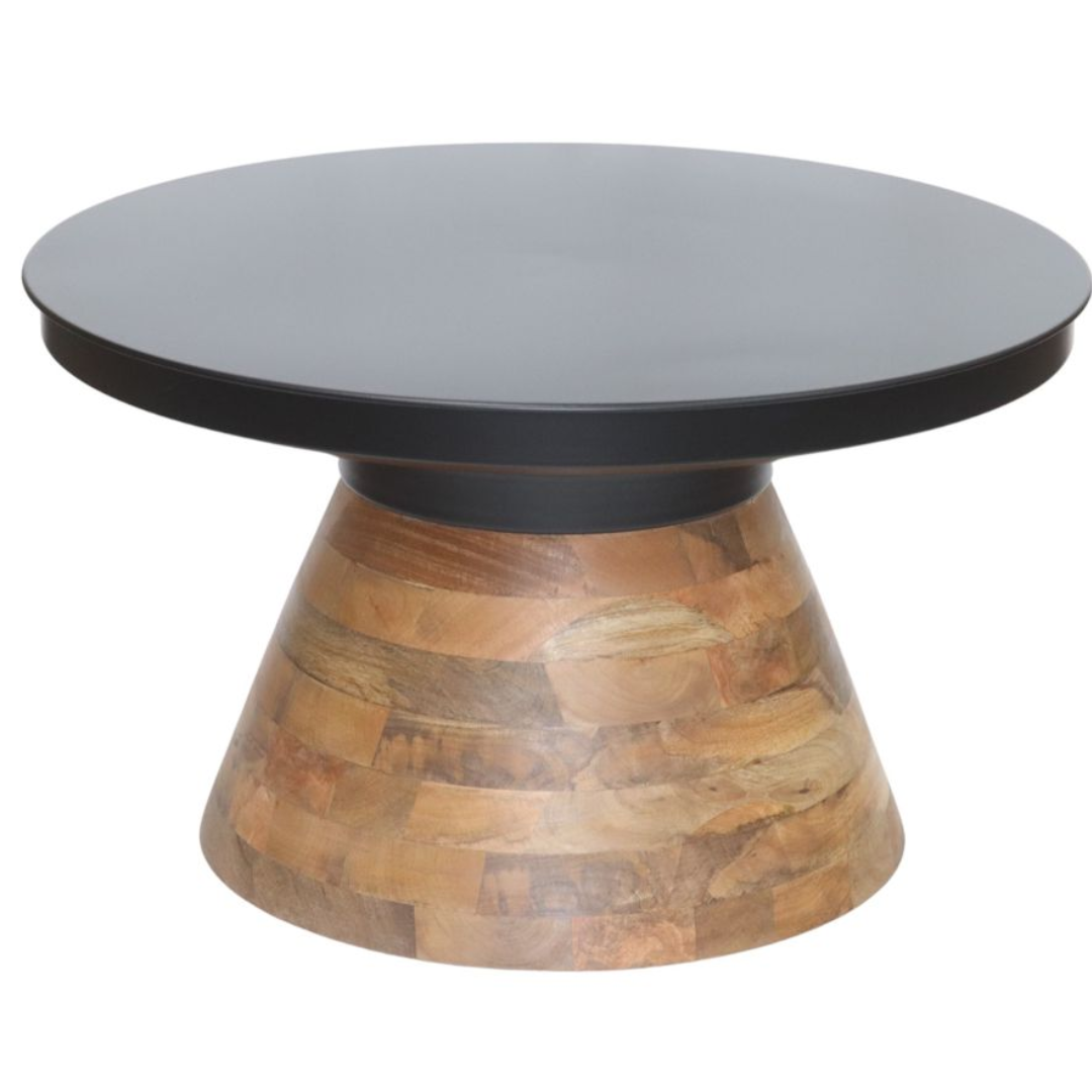 Boden Round Coffee Table in Black and Walnut