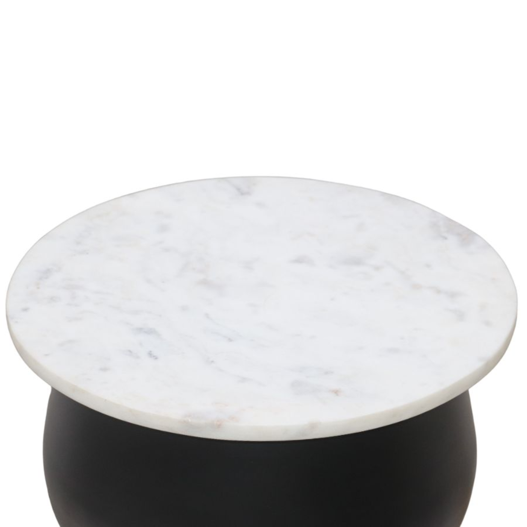 Alora Accent Table in Black and White and Brushed Gold