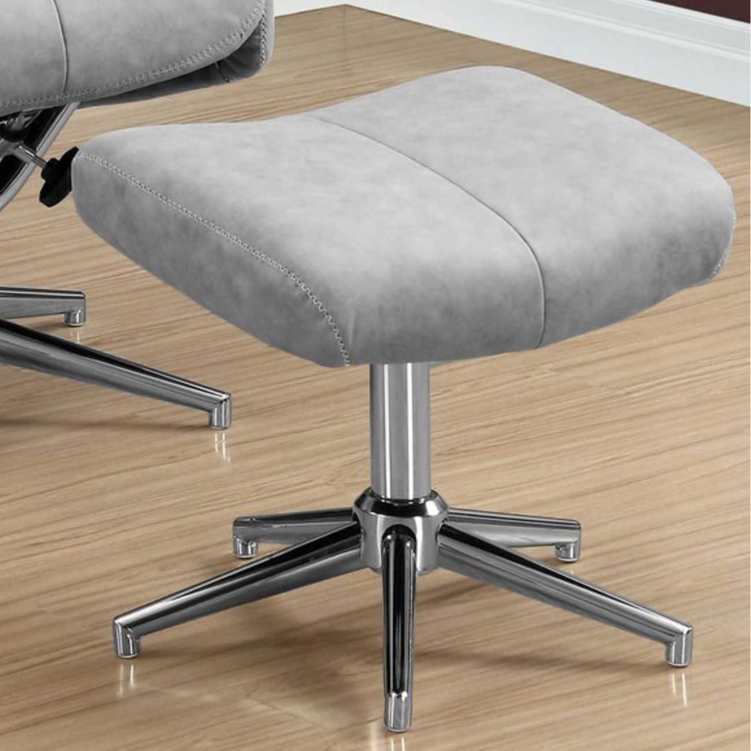 ACCENT CHAIR - 2PCS SET / GREY SWIVEL -ADJUST HEADREST