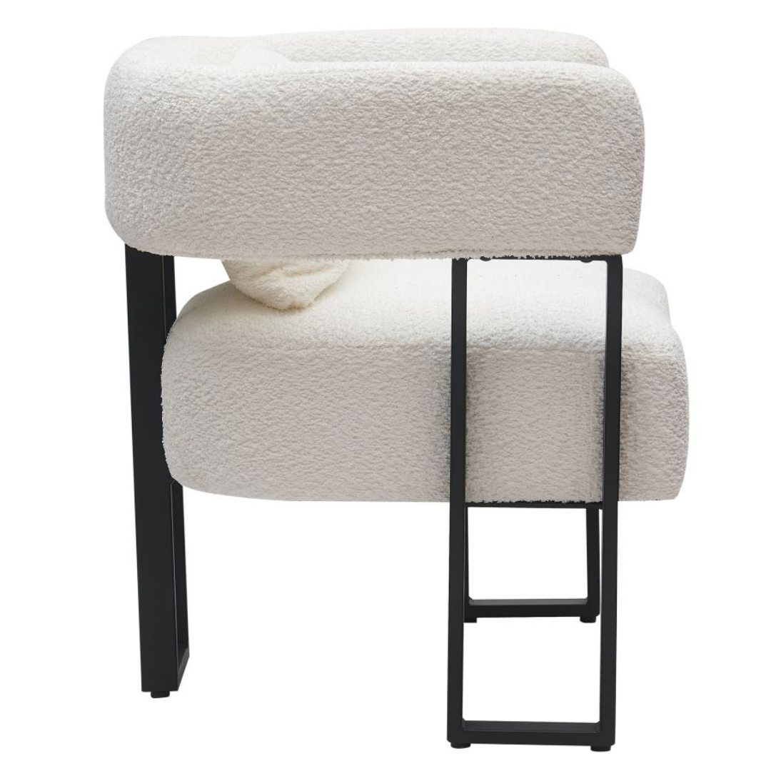 Scarlet Accent Chair in Ivory Boucle and Black