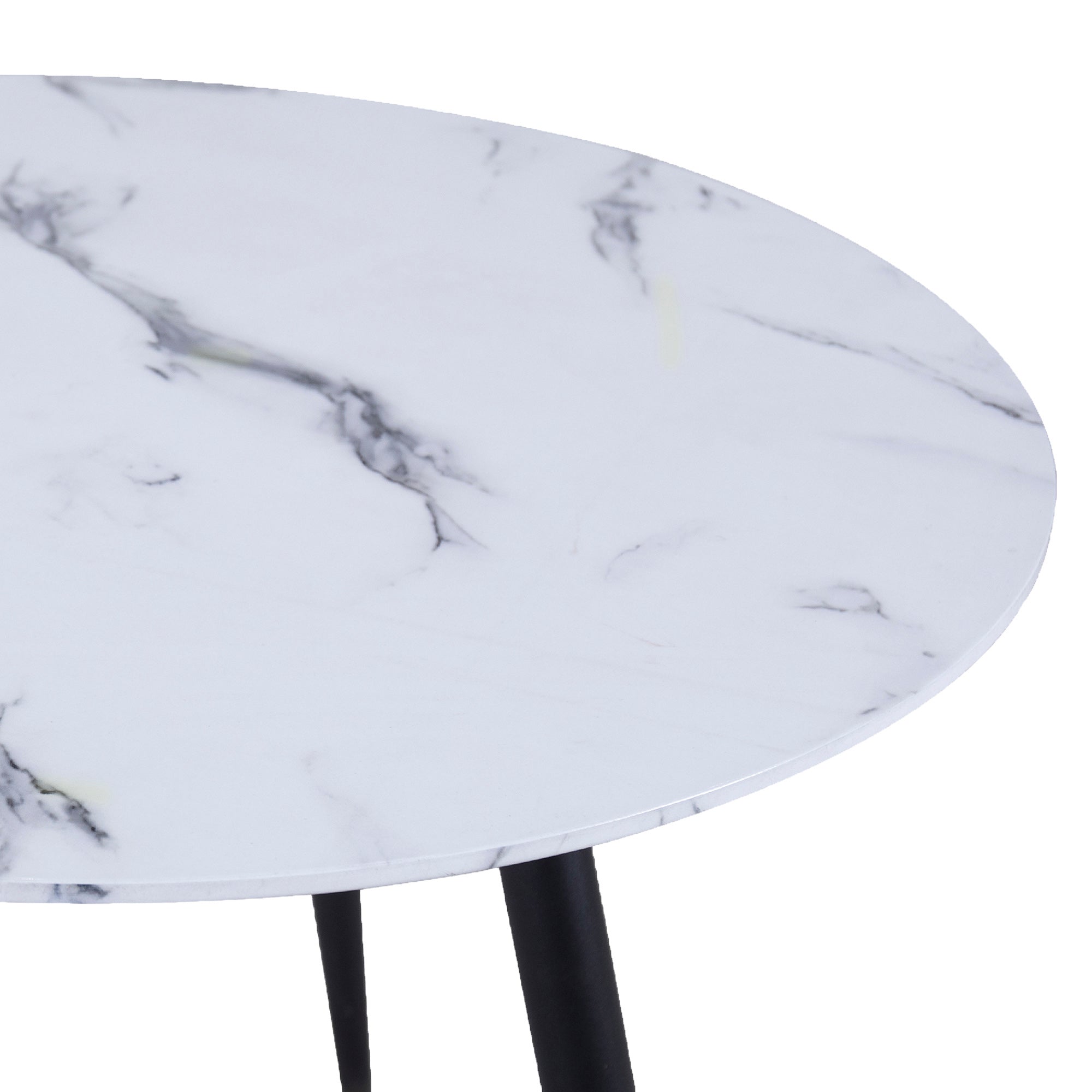 Emery Round Accent Table in White and Black