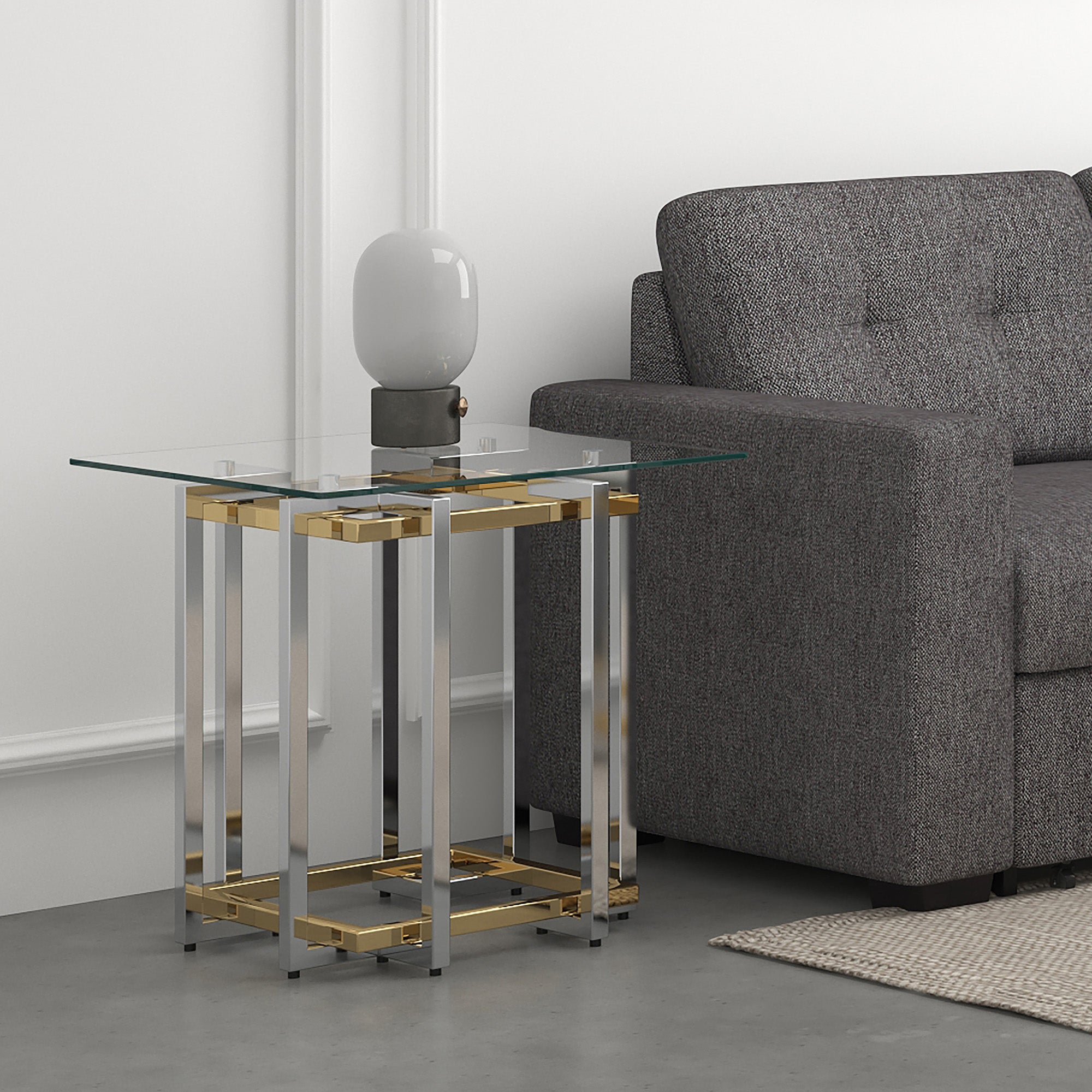 Florina Accent Table in Silver and Gold
