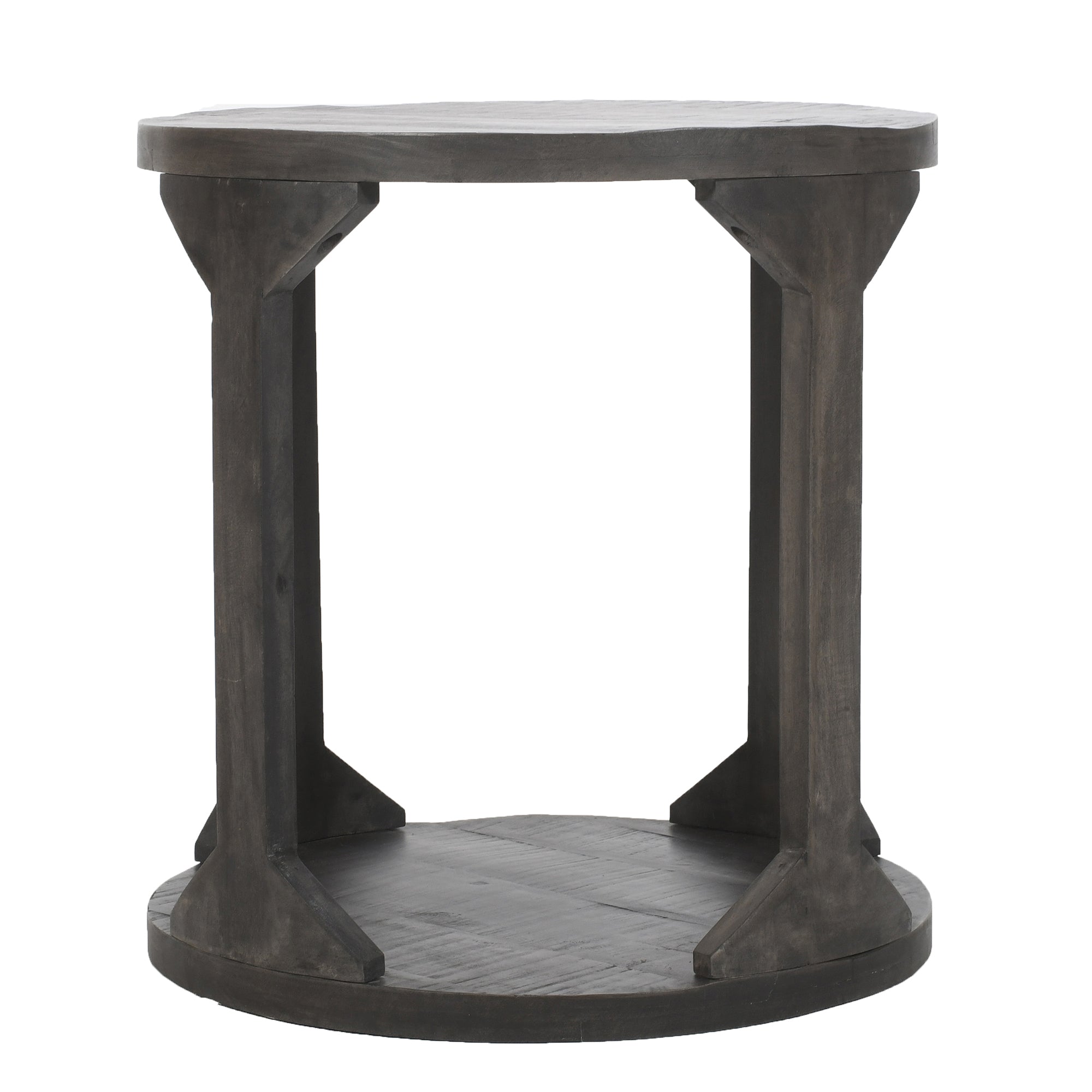 Avni Round Accent Table in Distressed Natural