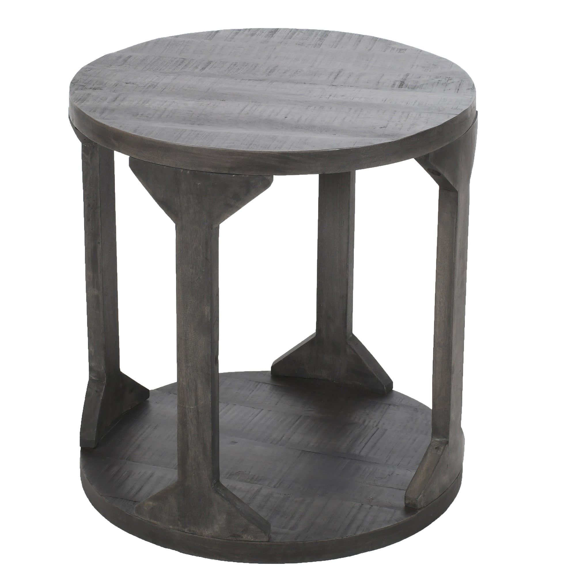 Avni Round Accent Table in Distressed Natural