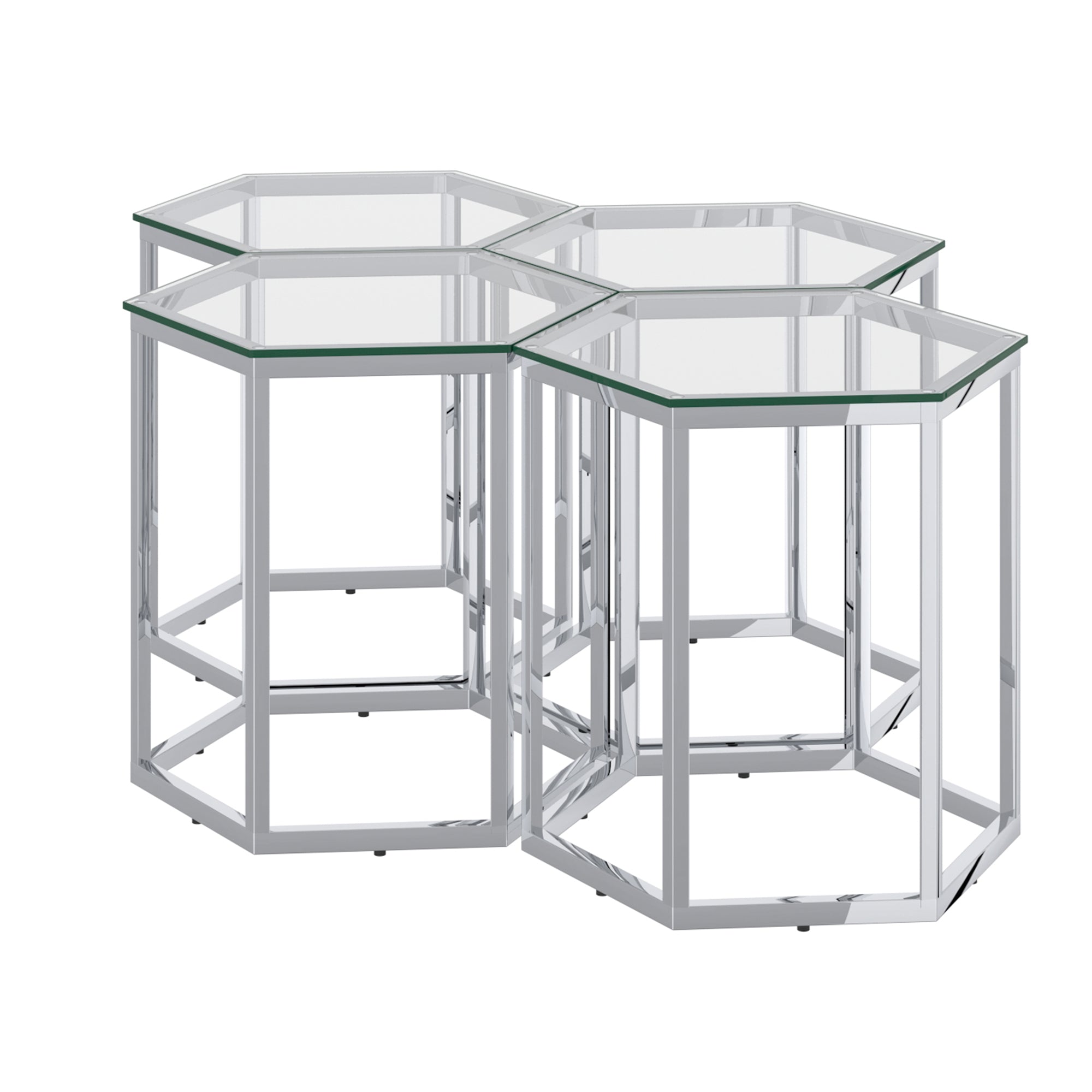 Fleur 4pc Accent Table Set in Silver