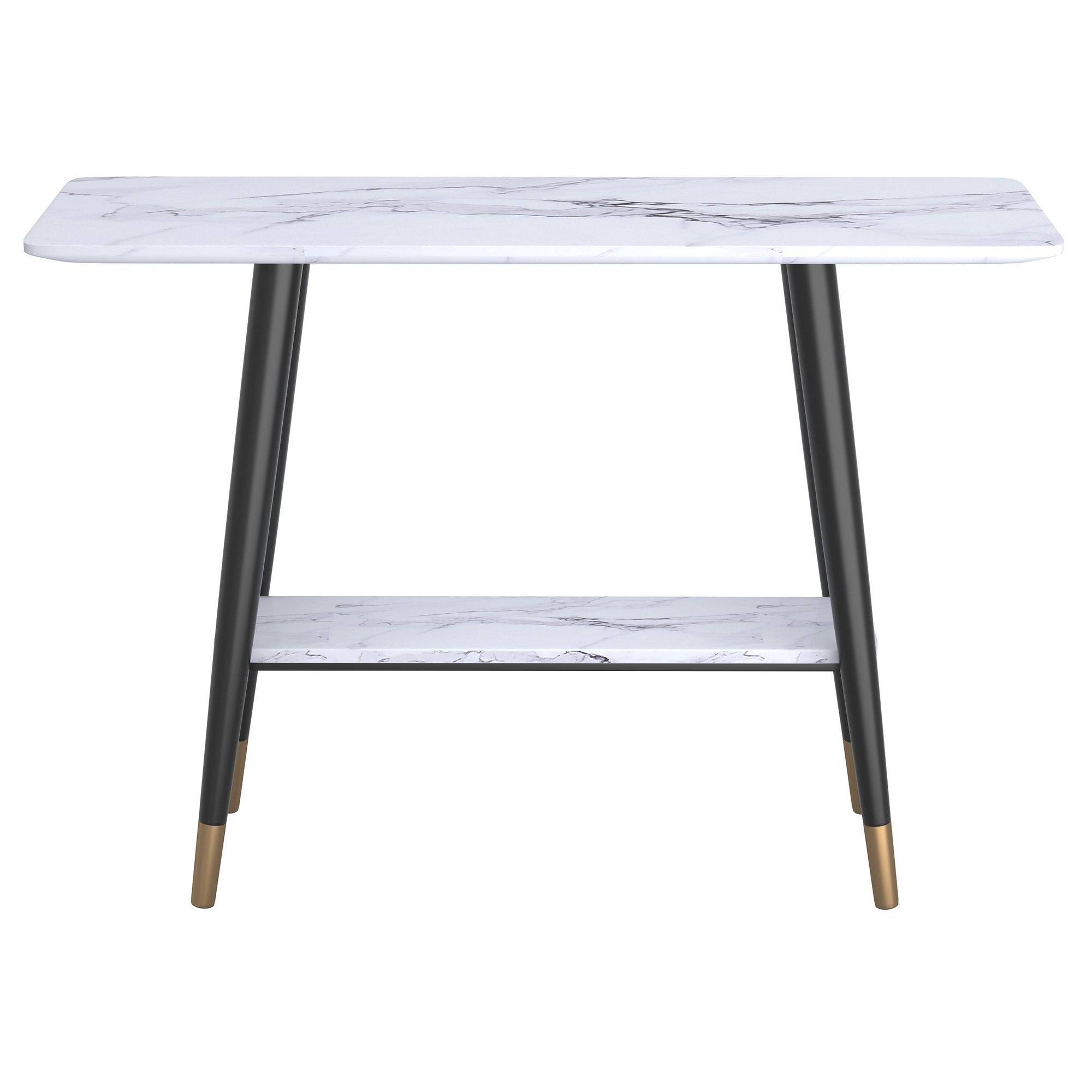 Emery 2-Tier Console Table in White Faux Marble