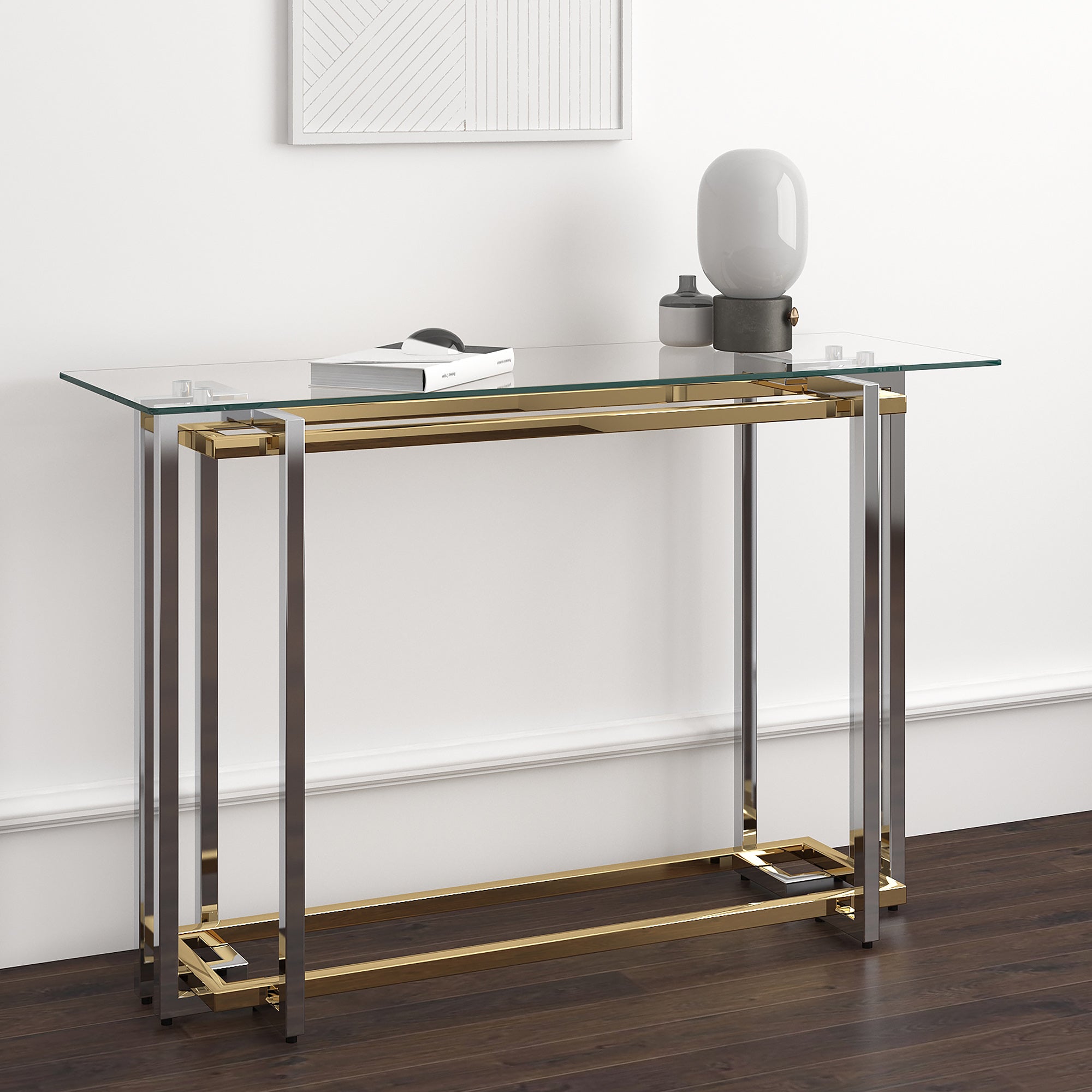 Florina Console Table in Silver and Gold