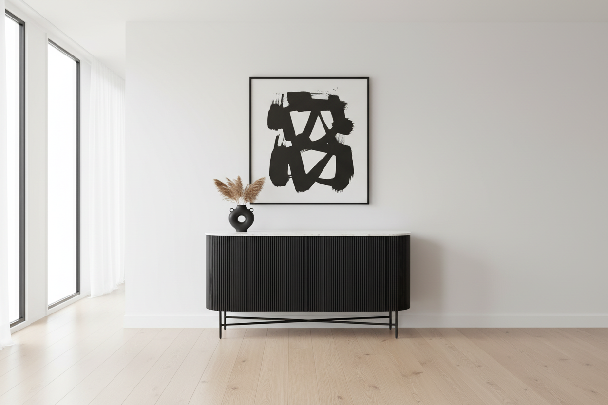 Reyna Sideboard, 57" in Black and White