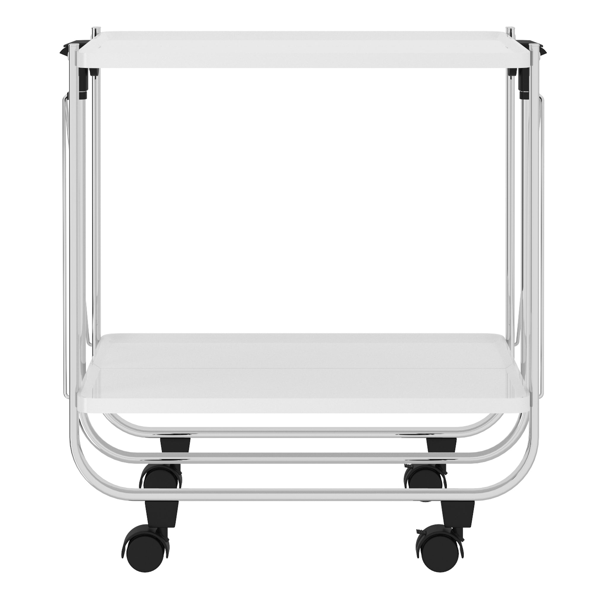 Sumi 2-tier Folding Bar Cart in White and Chrome