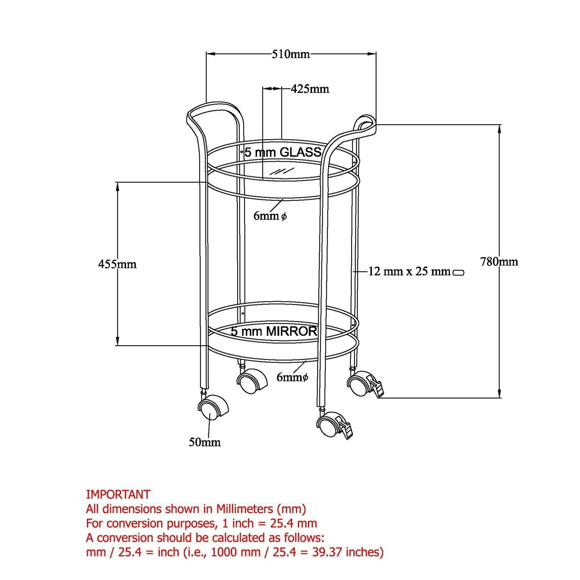 Neema 2-tier Bar Cart in Chrome