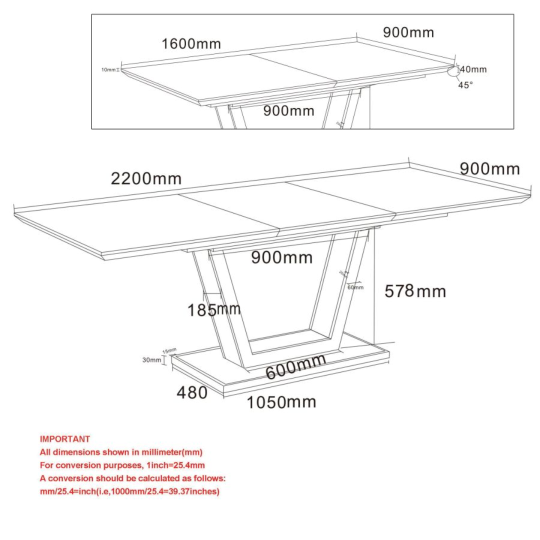 Forna Dining Table w/Extension in Natural and Black