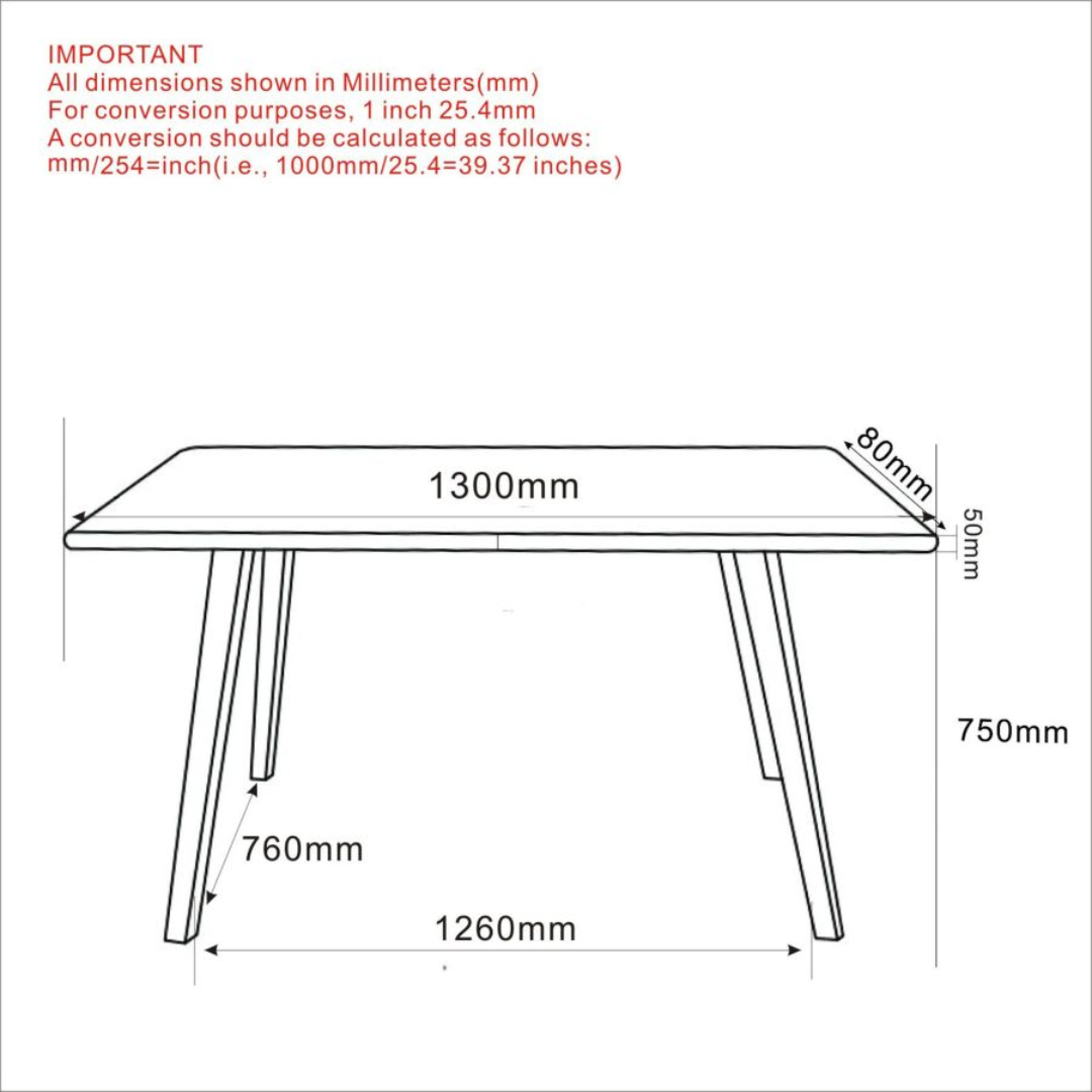 Vesta Rectangular Dining Table in Natural and Black