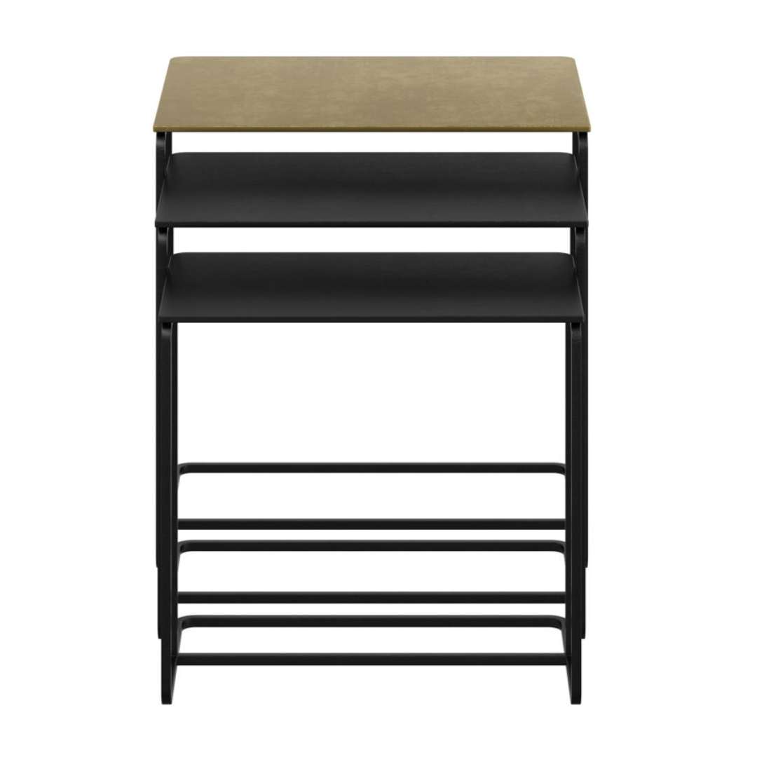 Bristol 3pc Accent Table Set in Antique Gold and Black