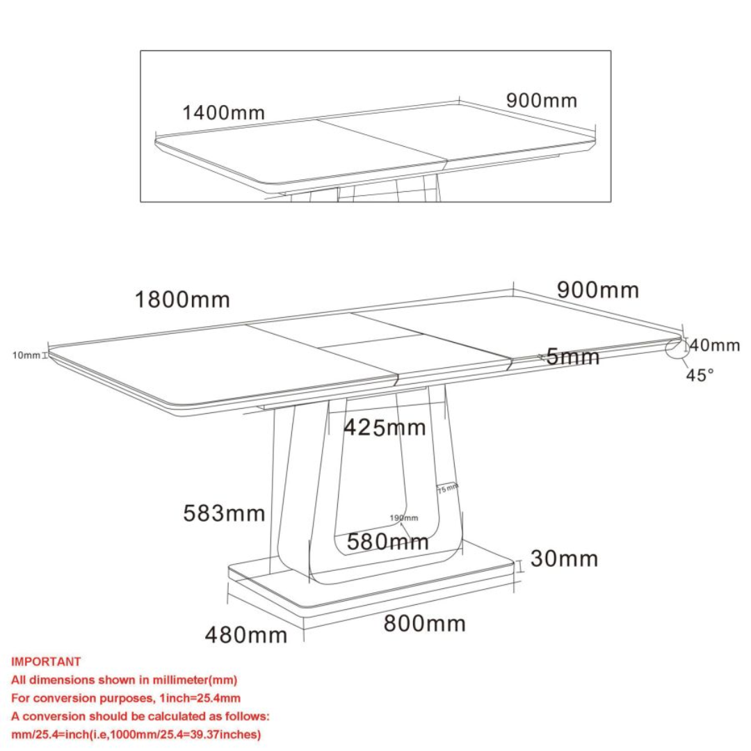 Corvus Dining Table w/Extension in Warm Grey