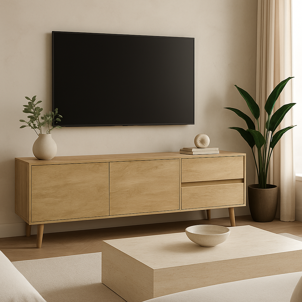 MEUBLE TV - 72"L / NOYER AVEC RANGEMENT 