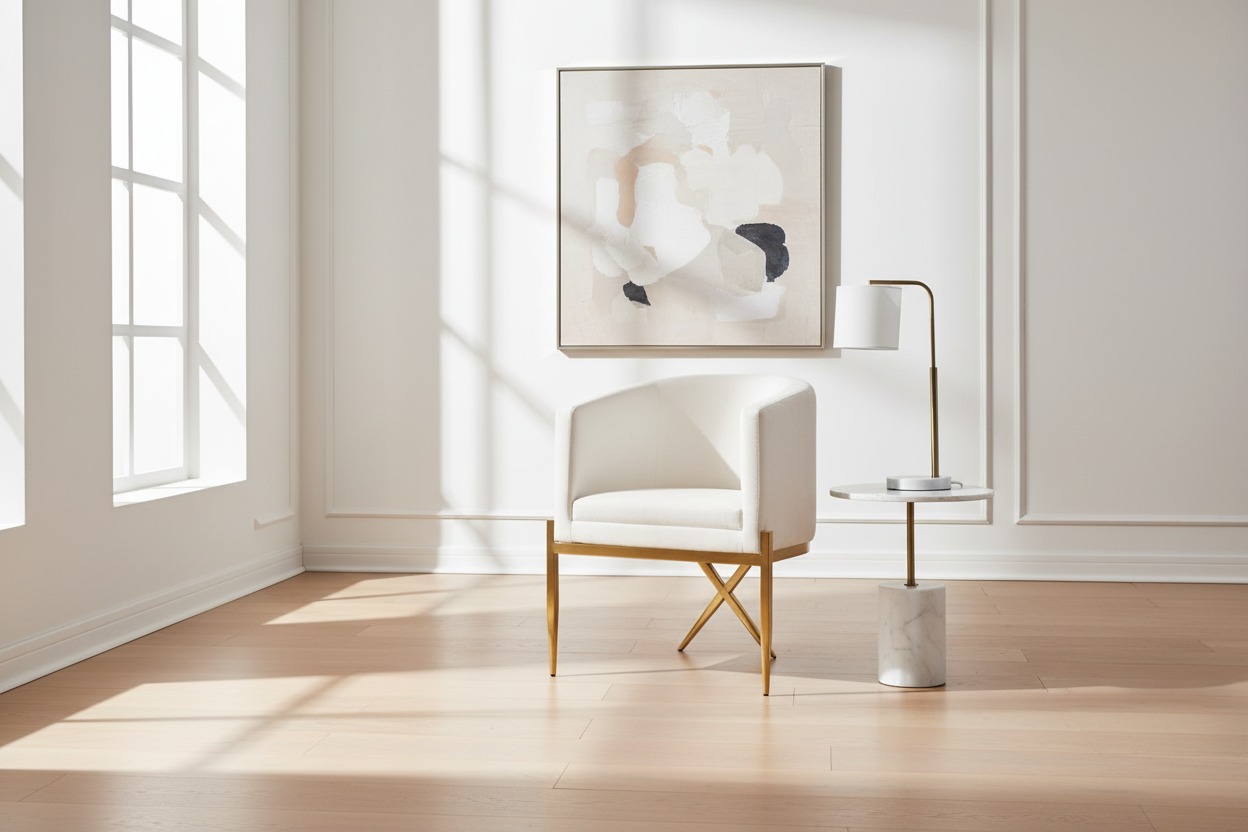 Anton Chair GY-AC-8391G Contessa Vanilla Brushed Gold Frame