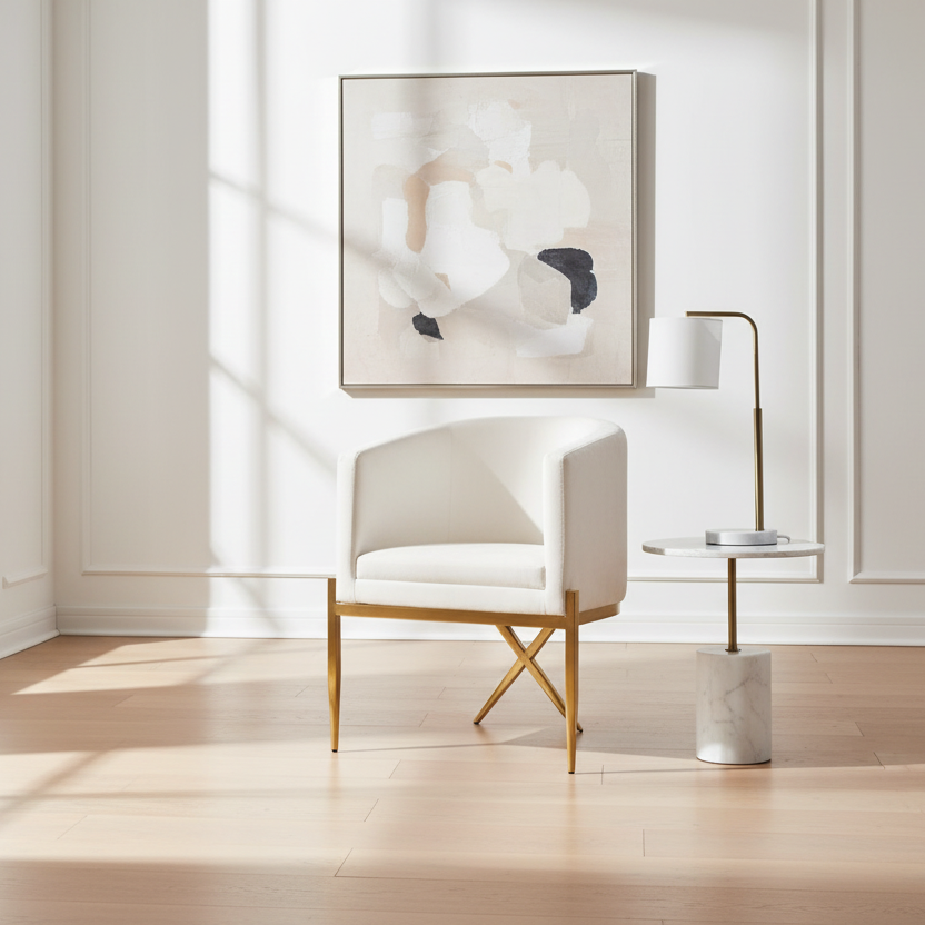 Anton Chair GY-AC-8391G Contessa Vanilla Brushed Gold Frame