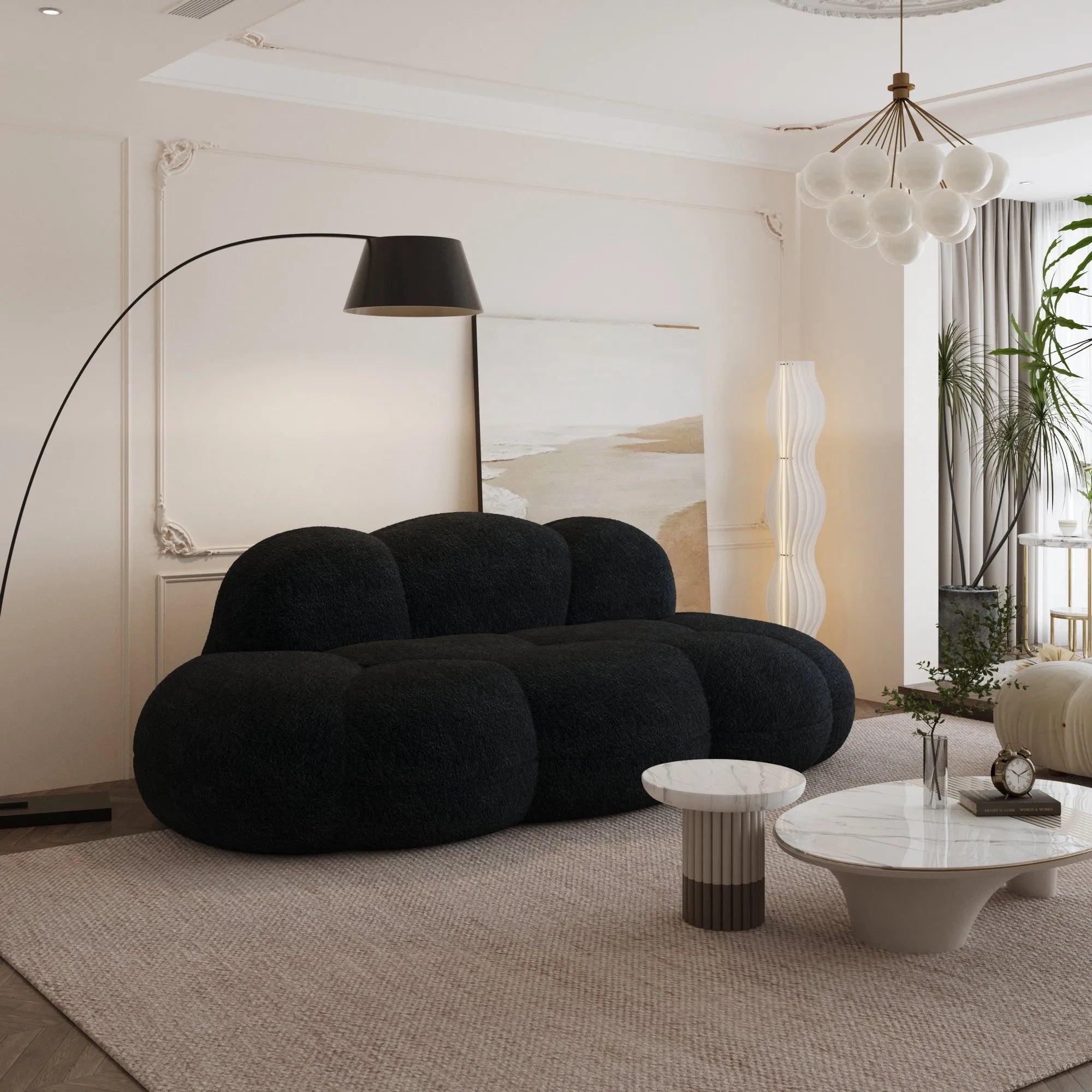 Bubble Curve Boneless Sherpa Fleece Sofa