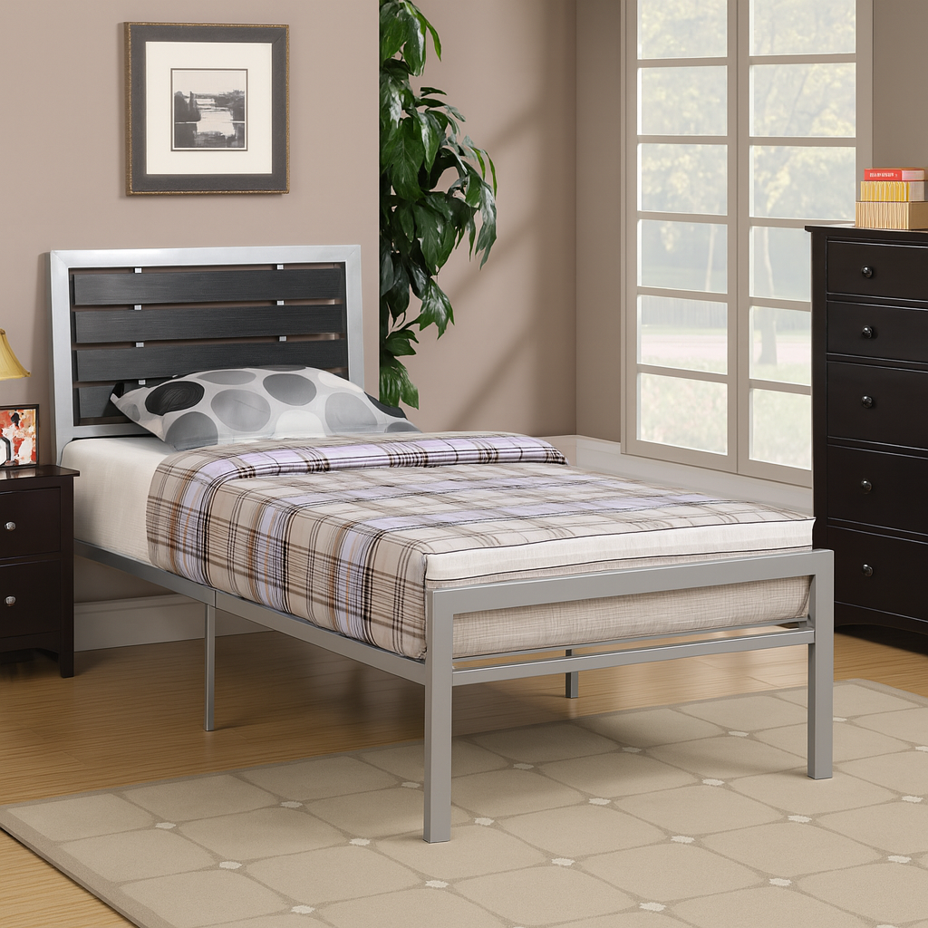 IF-112 Bed with Silver Metal Frame