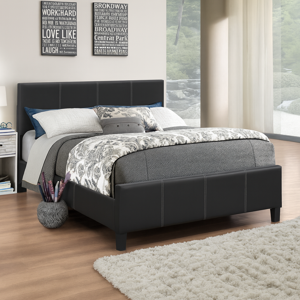 IF-165 Black Bed with Contrast Stitching
