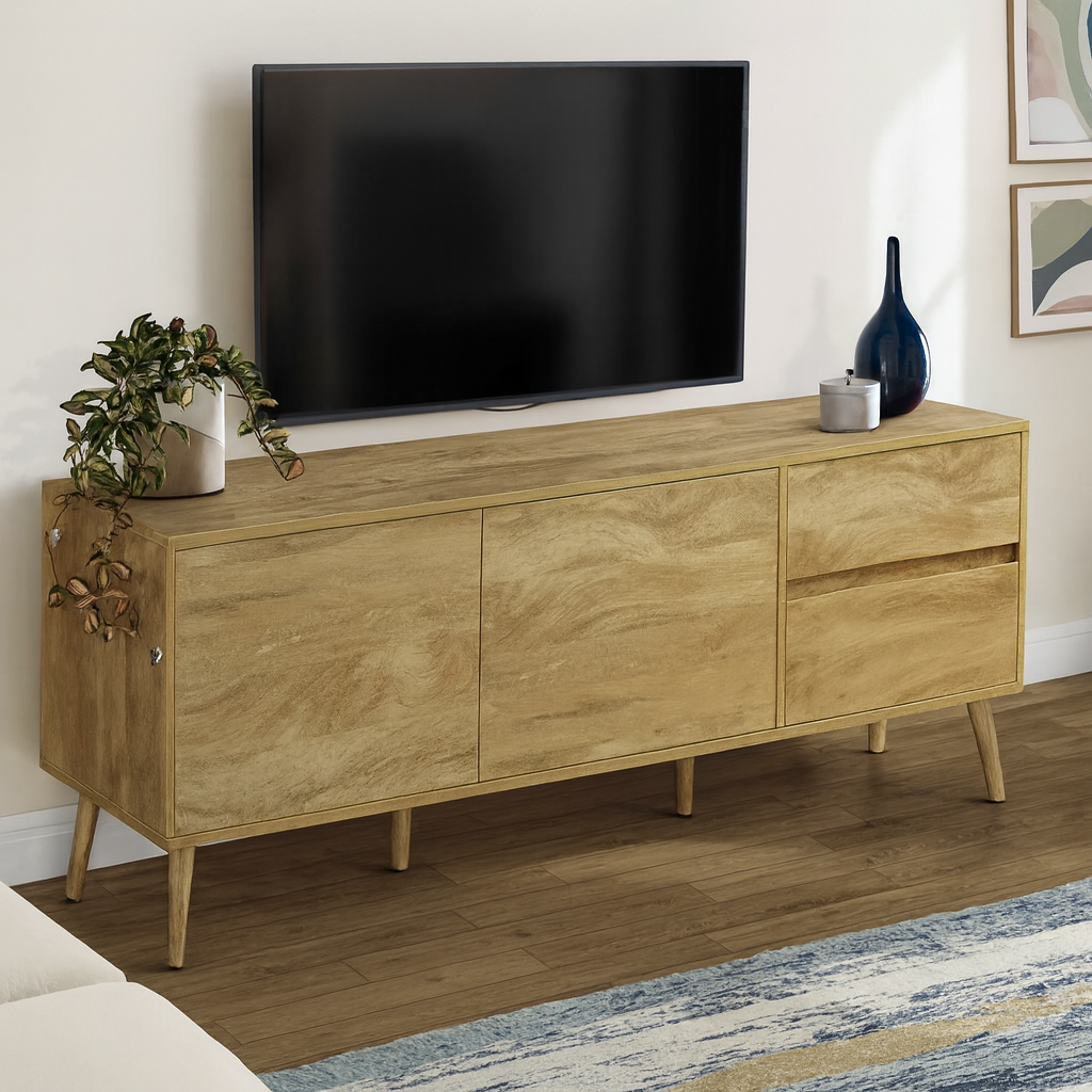 TV STAND - 72"L / WALNUT WITH STORAGE