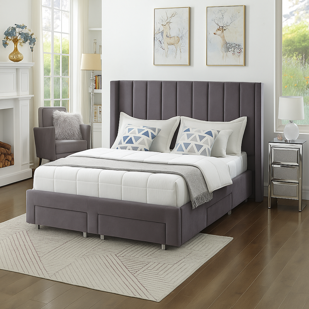 IF-5310 Fabric Wing Bed with Deep Tufting