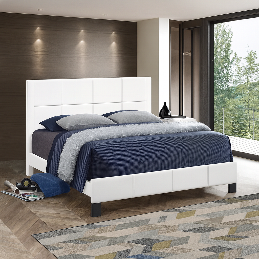 IF 5351 White PU Bed with Contrast Stitching
