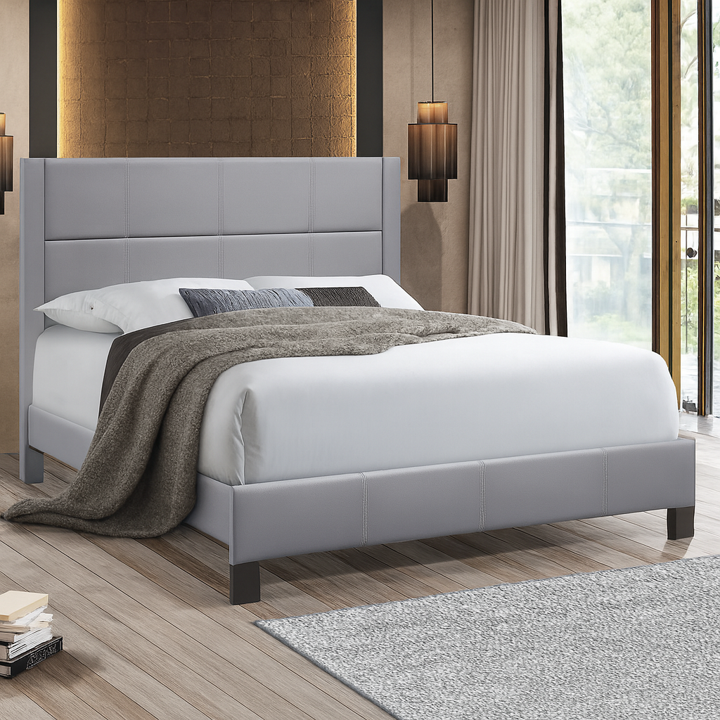 IF 5353 Grey PU Bed with Contrast Stitching