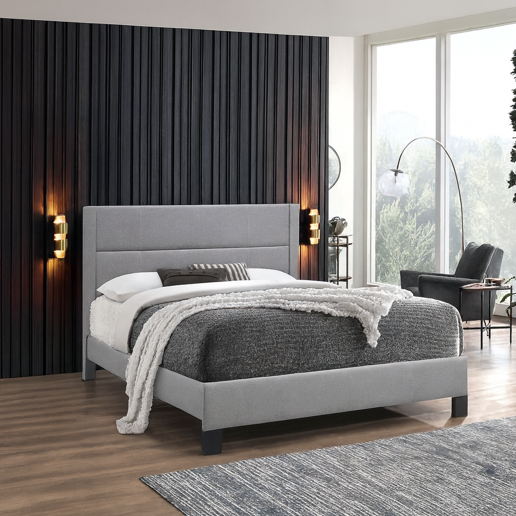 IF-5354 Light Grey Fabric Bed