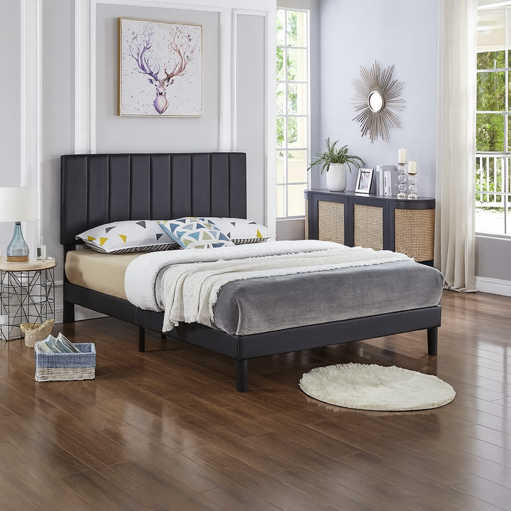 IF-5360 Black PU Double Bed