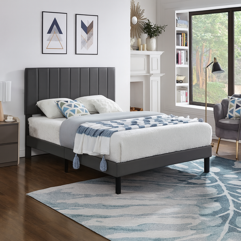IF-5361 Grey PU Double Bed