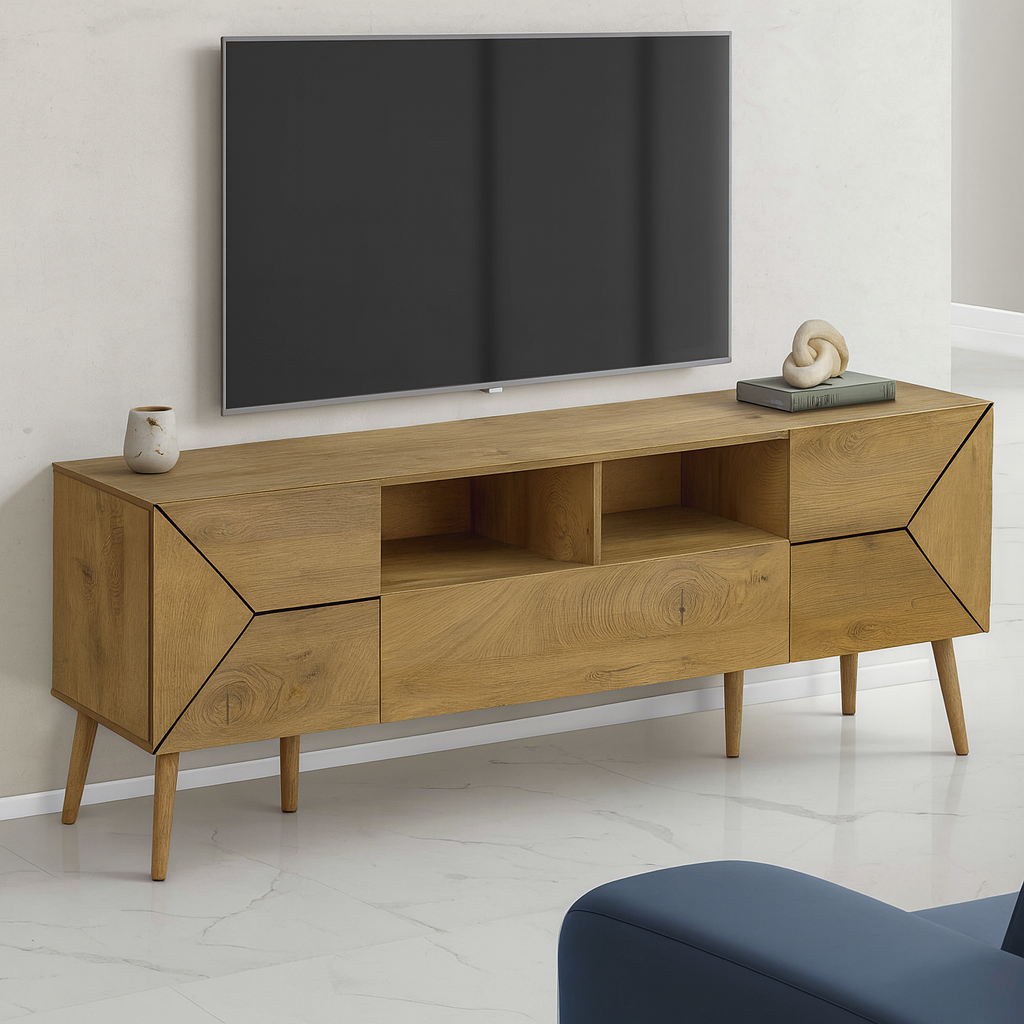 TV STAND - 72"L / WALNUT WITH STORAGE