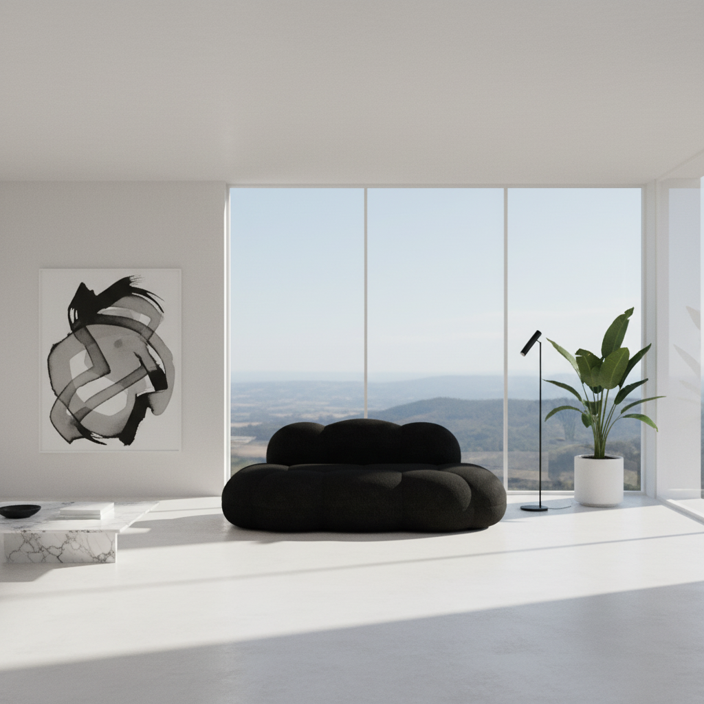 Bubble Curve Boneless Sherpa Fleece Sofa