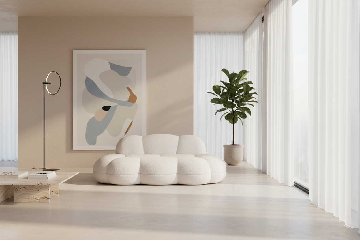 Bubble Curve Boneless Sherpa Fleece Sofa