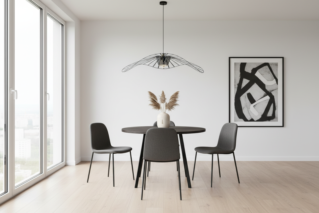 DINING TABLE - 48"DIA/ GREY RECLAIMED WOOD / BLACK METAL