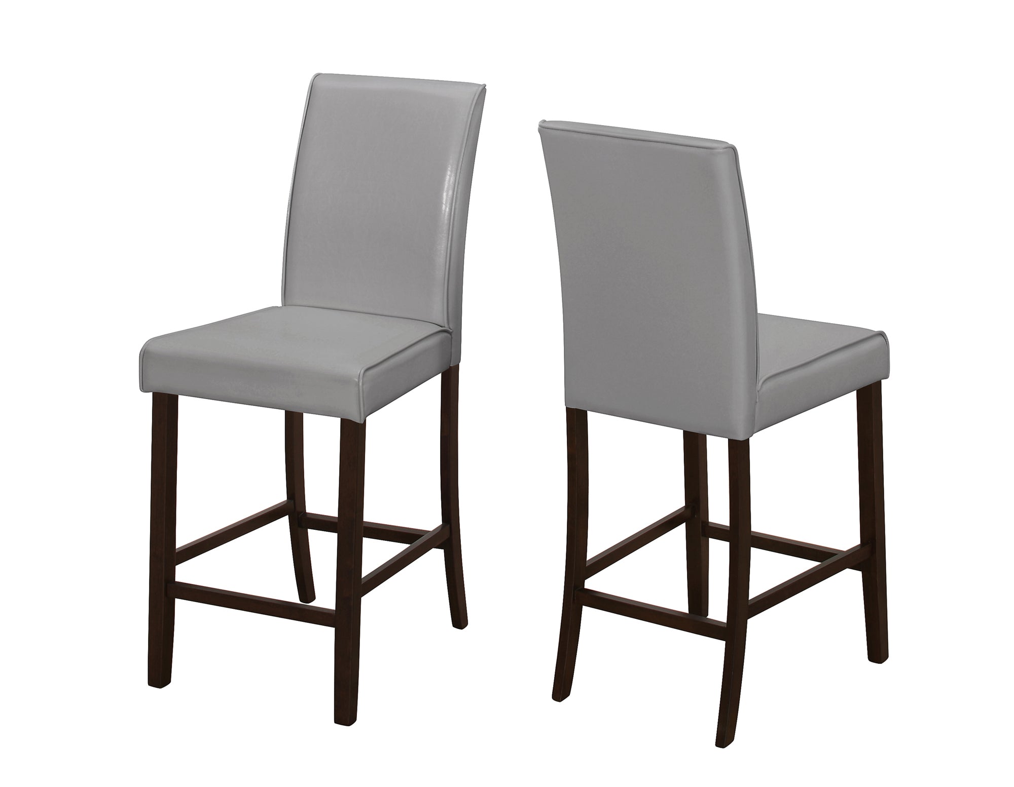 DINING CHAIR - 2PCS / BROWN LEATHER-LOOK COUNTER HEIGHT