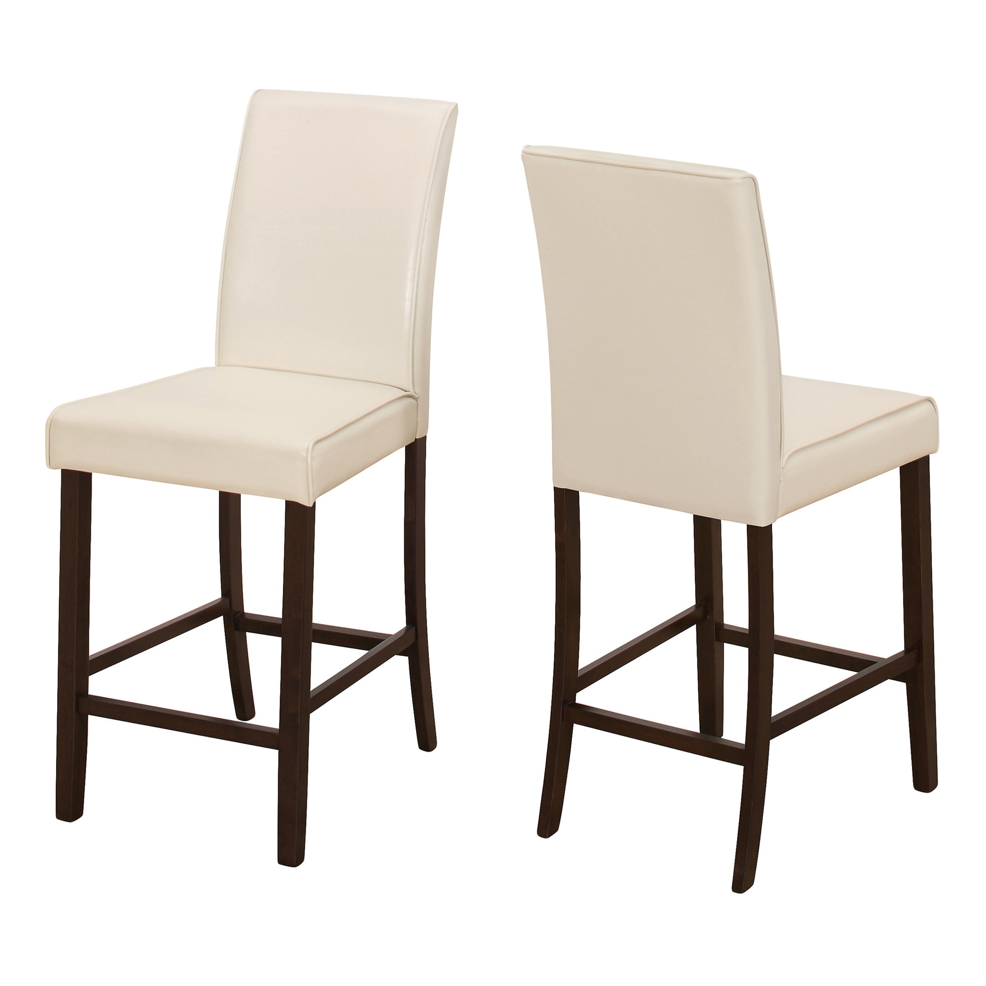 DINING CHAIR - 2PCS / BROWN LEATHER-LOOK COUNTER HEIGHT