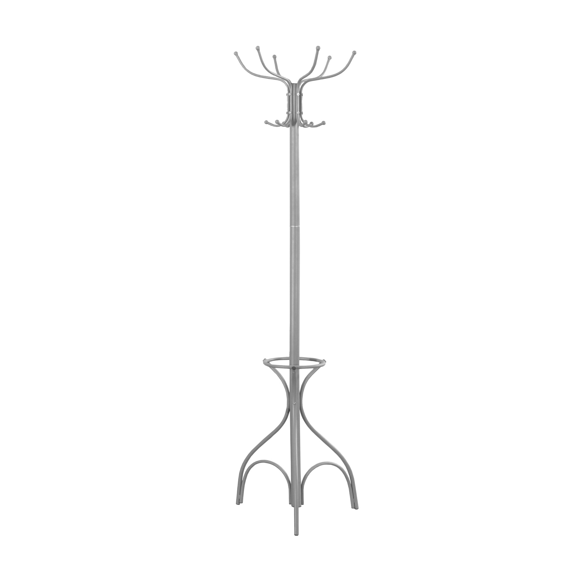 COAT RACK - 70"H / WHITE METAL WITH AN UMBRELLA HOLDER