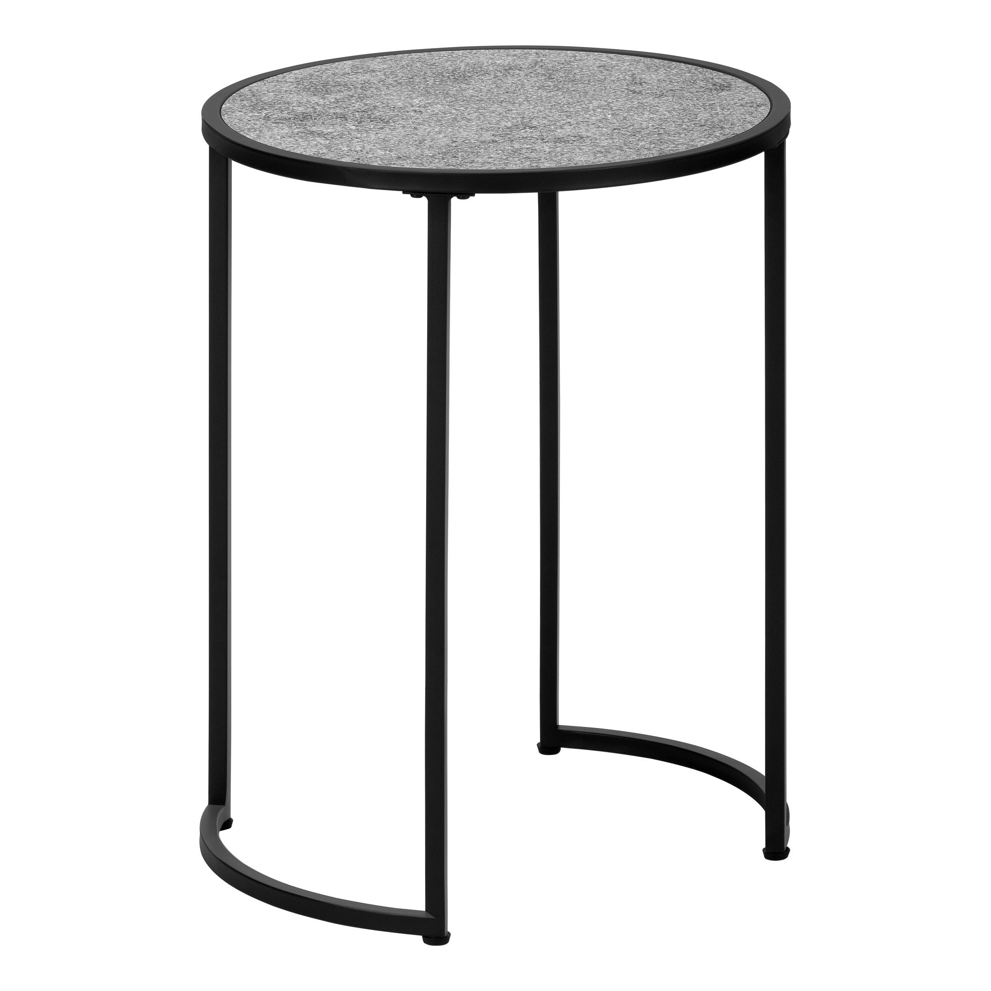 ACCENT TABLE - 24"H / WHITE MARBLE-LOOK / SILVER METAL