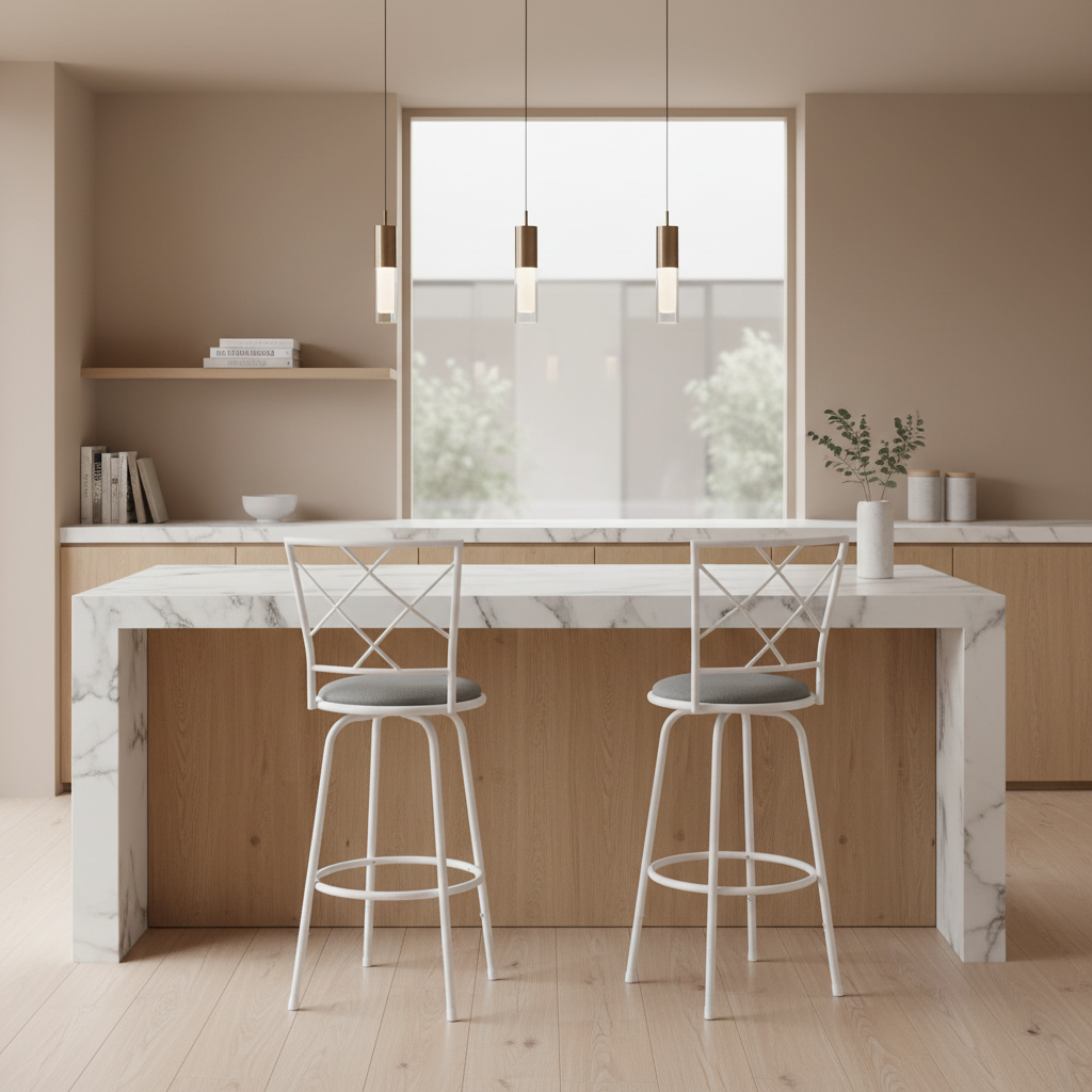 BARSTOOL - 2PCS / SWIVEL / BLACK /BLACK LEATHER-LOOK SEAT