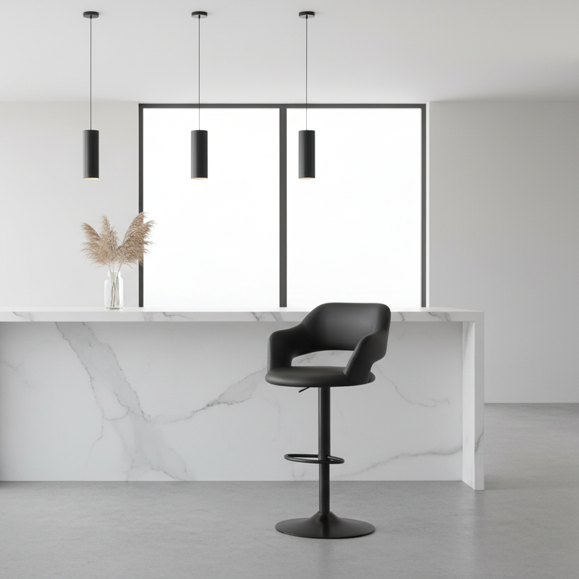 BARSTOOL - BLACK / CHROME METAL HYDRAULIC LIFT