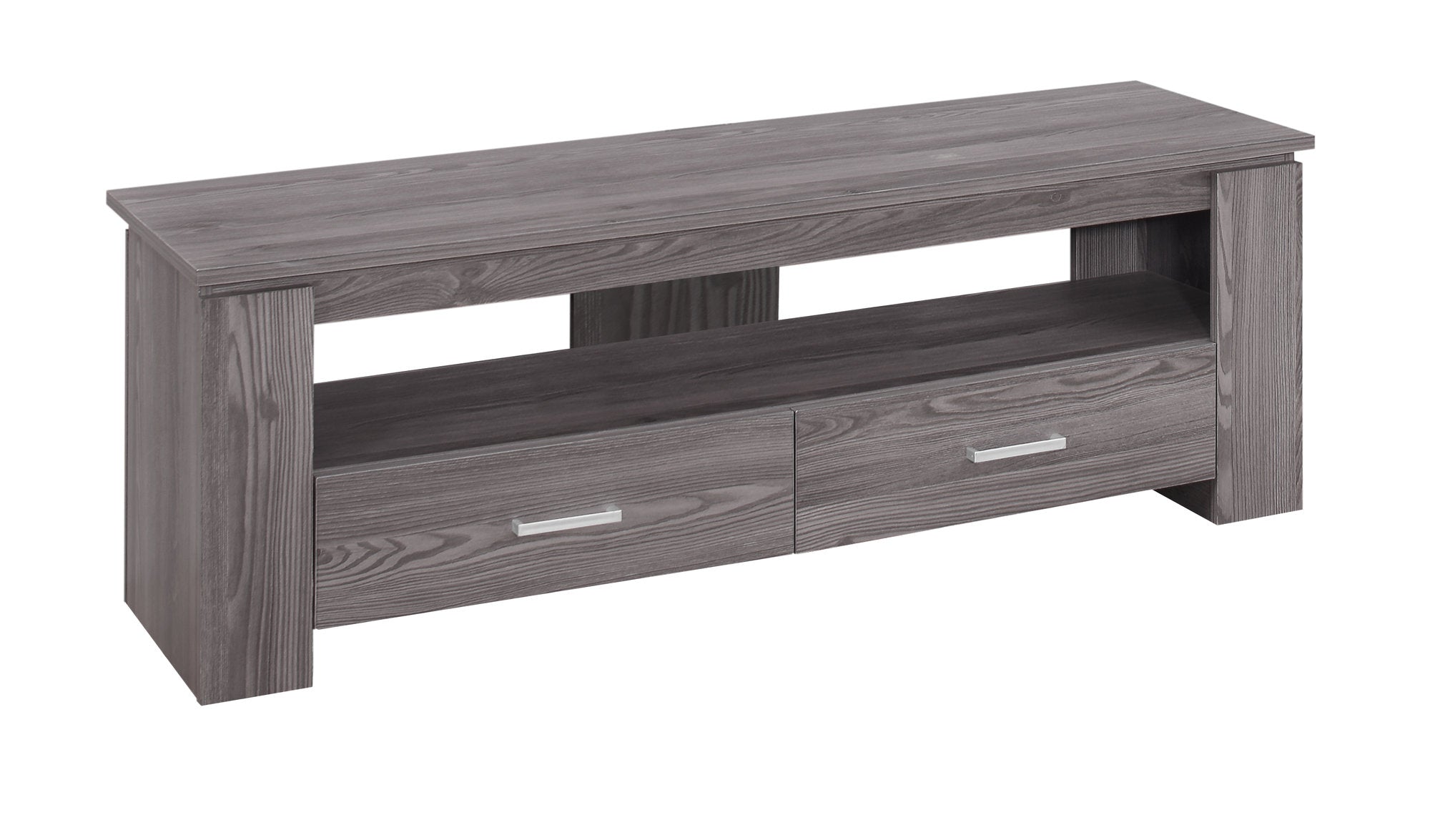 TV STAND - 48"L / DARK TAUPE WITH 2 STORAGE DRAWERS