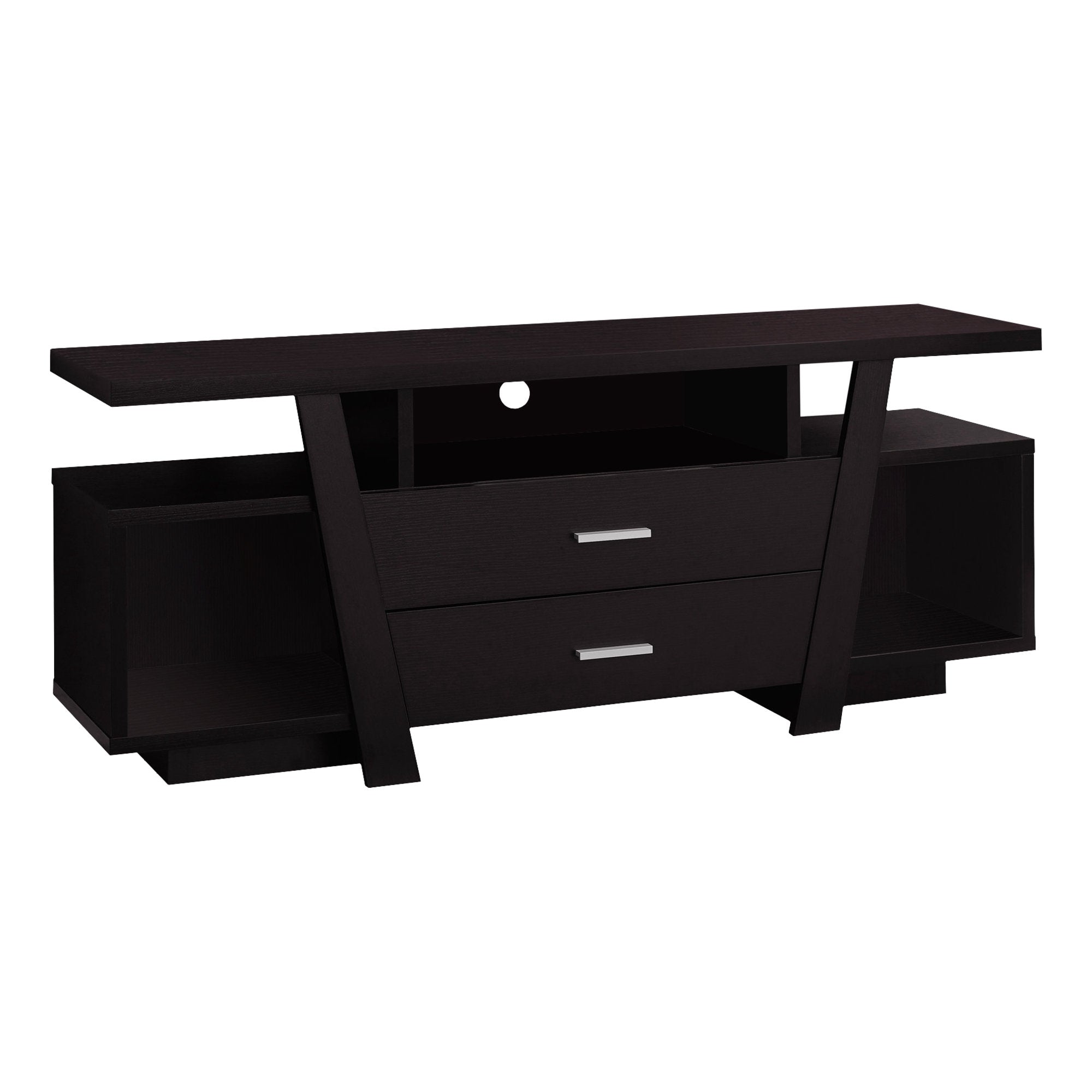 TV STAND - 60"L / DARK TAUPE WITH 2 STORAGE DRAWERS